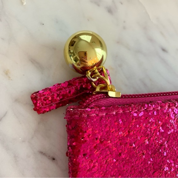 Fuchsia Pink Metallic Glitter Makeup Bag Cosmetics Travel Pouch - Picture 2 of 4
